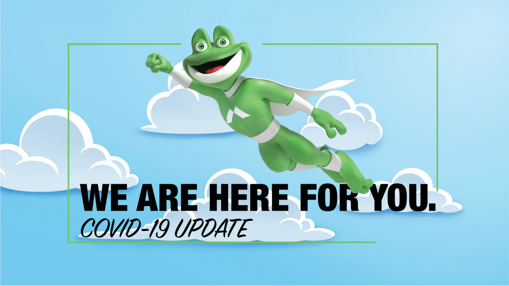 Hopper the frog flying through the air.