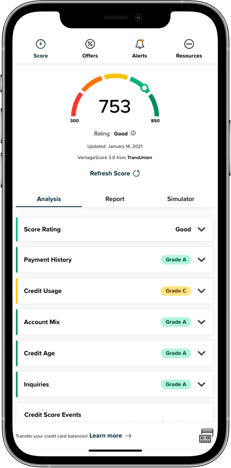 iPhone using My Credit Score App